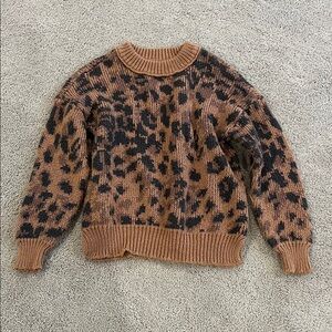 Aerie Animal Print Tan and Black Sweater
